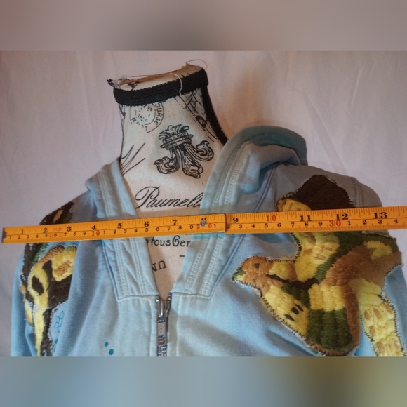 💎 RARE Free People Bird Patch Hoodie Distressed Blue NWOT - Picture 7 of 10